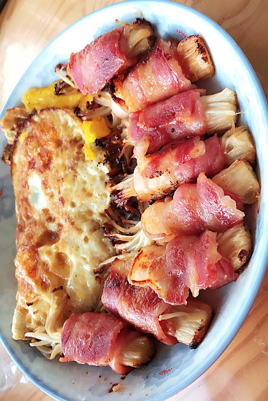 aiq娜娜做的香煎培根金针菇卷