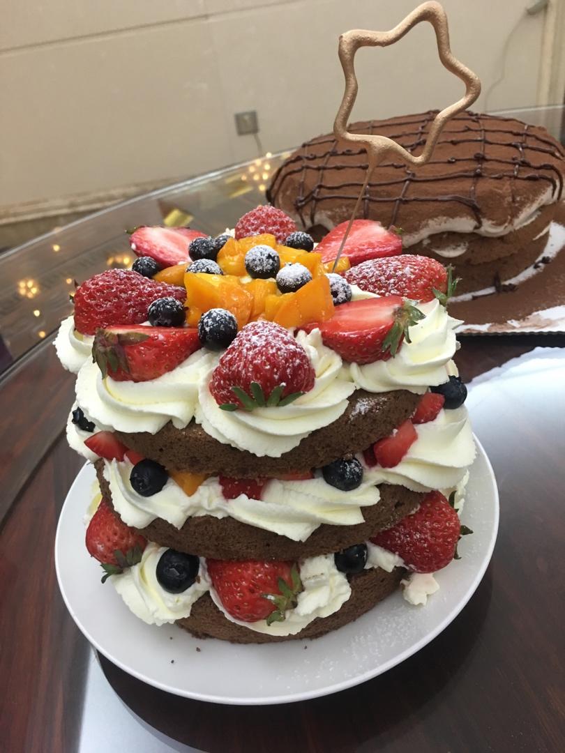 悦bb做的可可戚风水果裸蛋糕