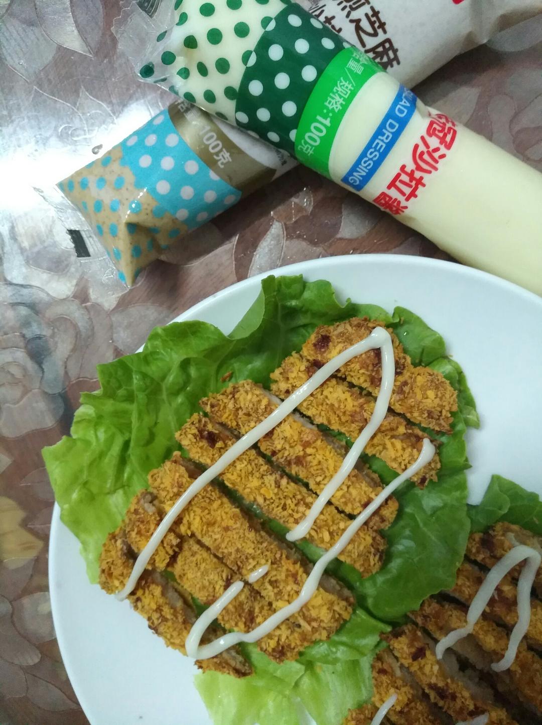 桂冠沙拉酱食谱--炸猪排(空气炸锅)的做法