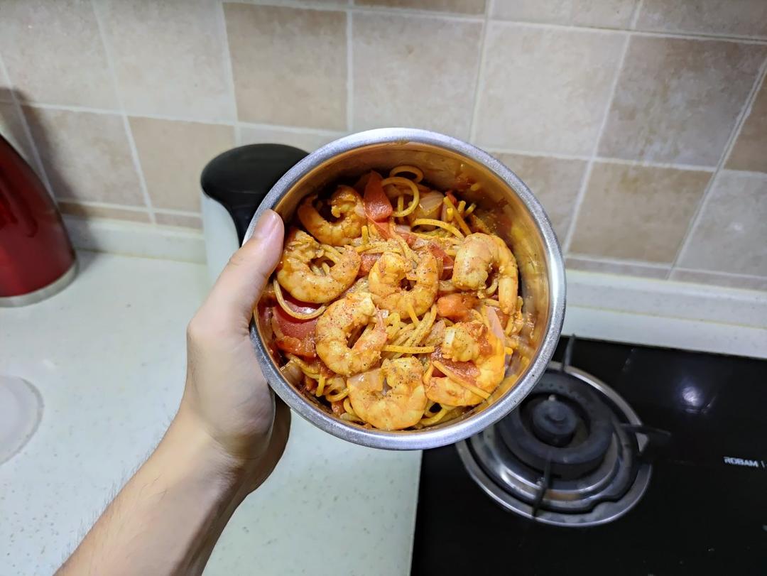 低卡好吃不胖的番茄虾仁意面‼️茄汁浓郁巨美味