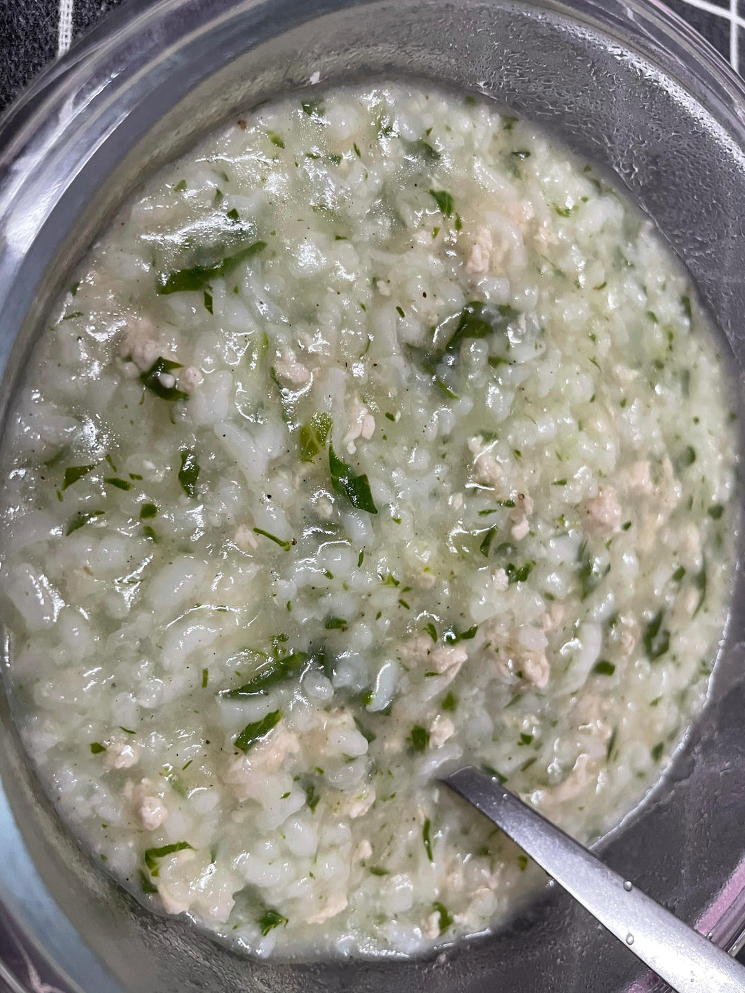 嫩滑青菜瘦肉粥