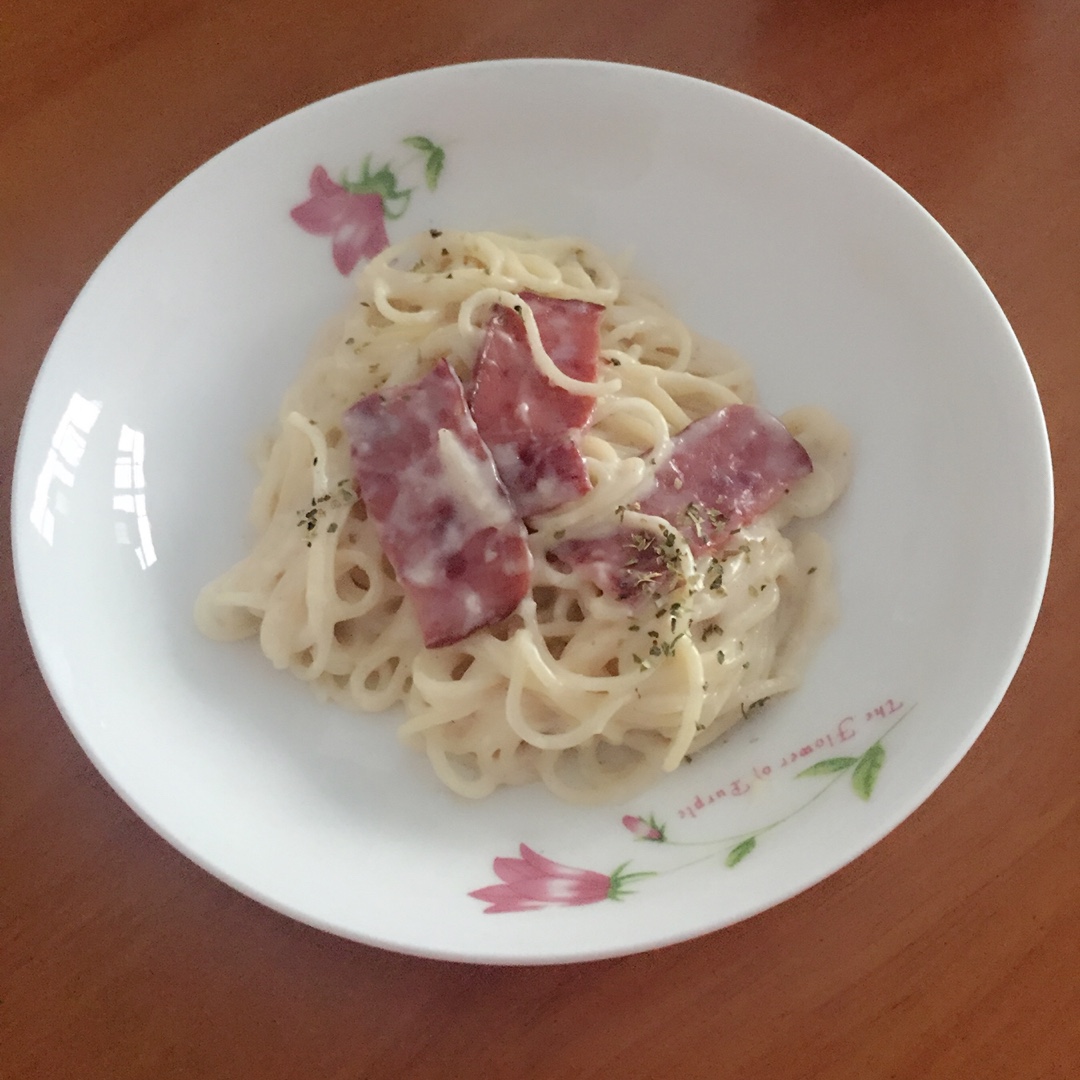 白汁蘑菇培根意粉