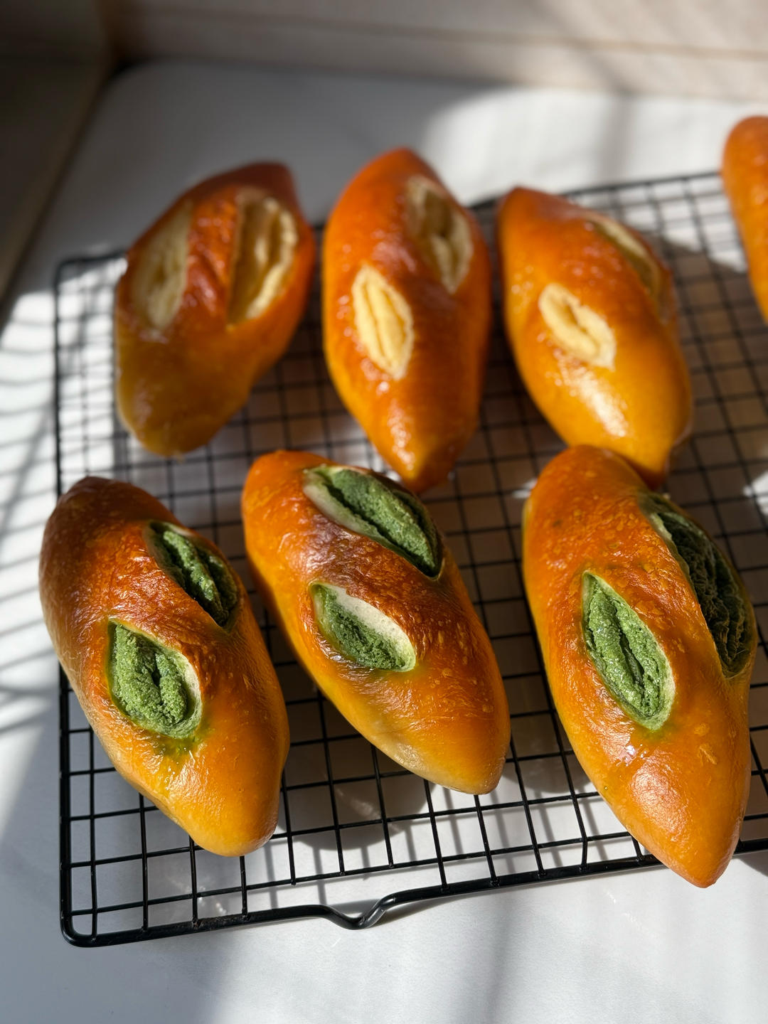 原味（抹茶）2款奶酥馅德式碱水面包｜一次搞定两种口味｜高颜值｜快手｜免手套膜｜免发酵