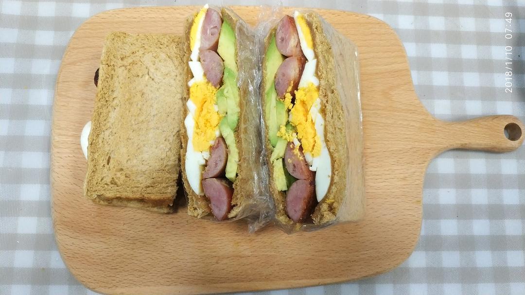 如何做超厚的沼三明治~详细tip！牛油果鸡蛋午餐肉三明治~