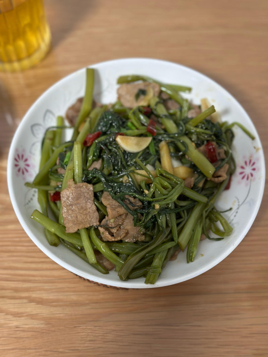 空心菜梗炒牛肉