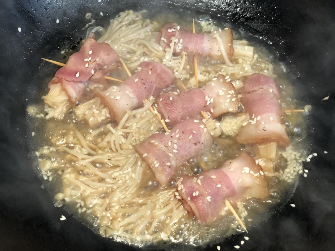 快手十分钟【金针菇培根卷】
