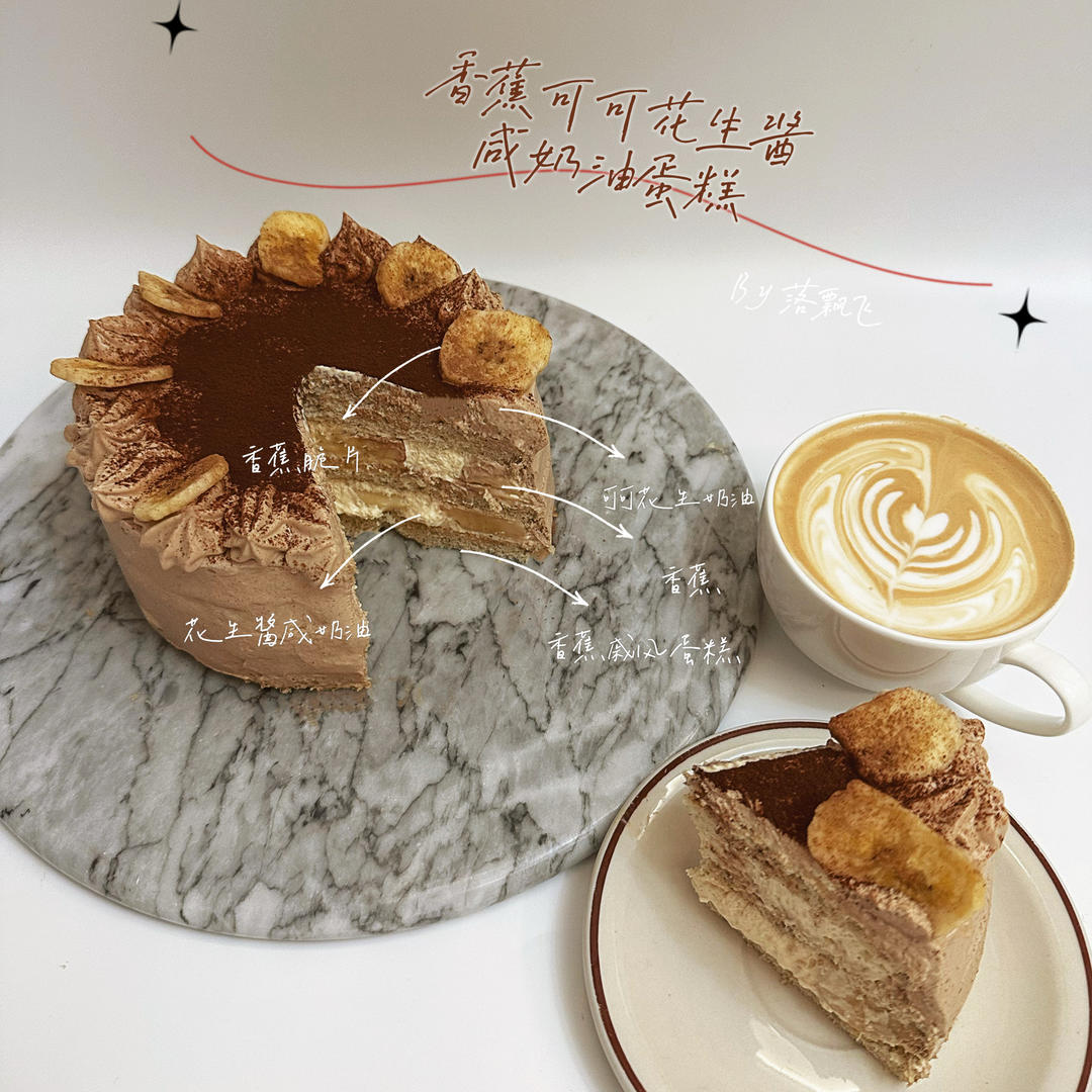 可可摩卡奶油蛋糕（香蕉馅）附可可戚风胚制作