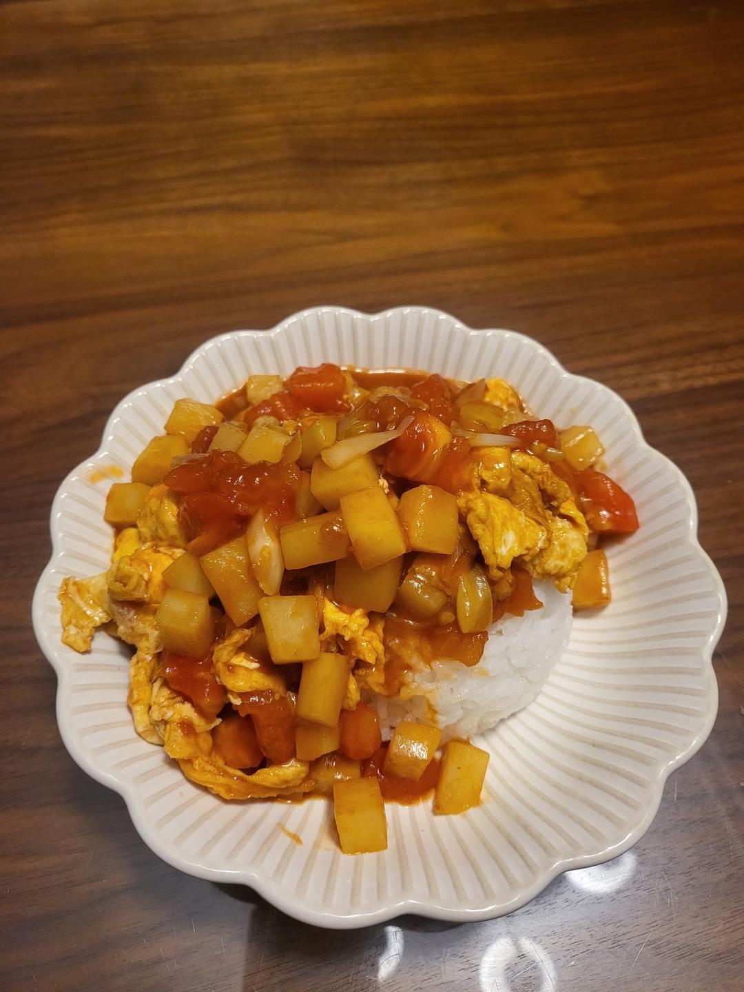番茄土豆鸡蛋烩饭