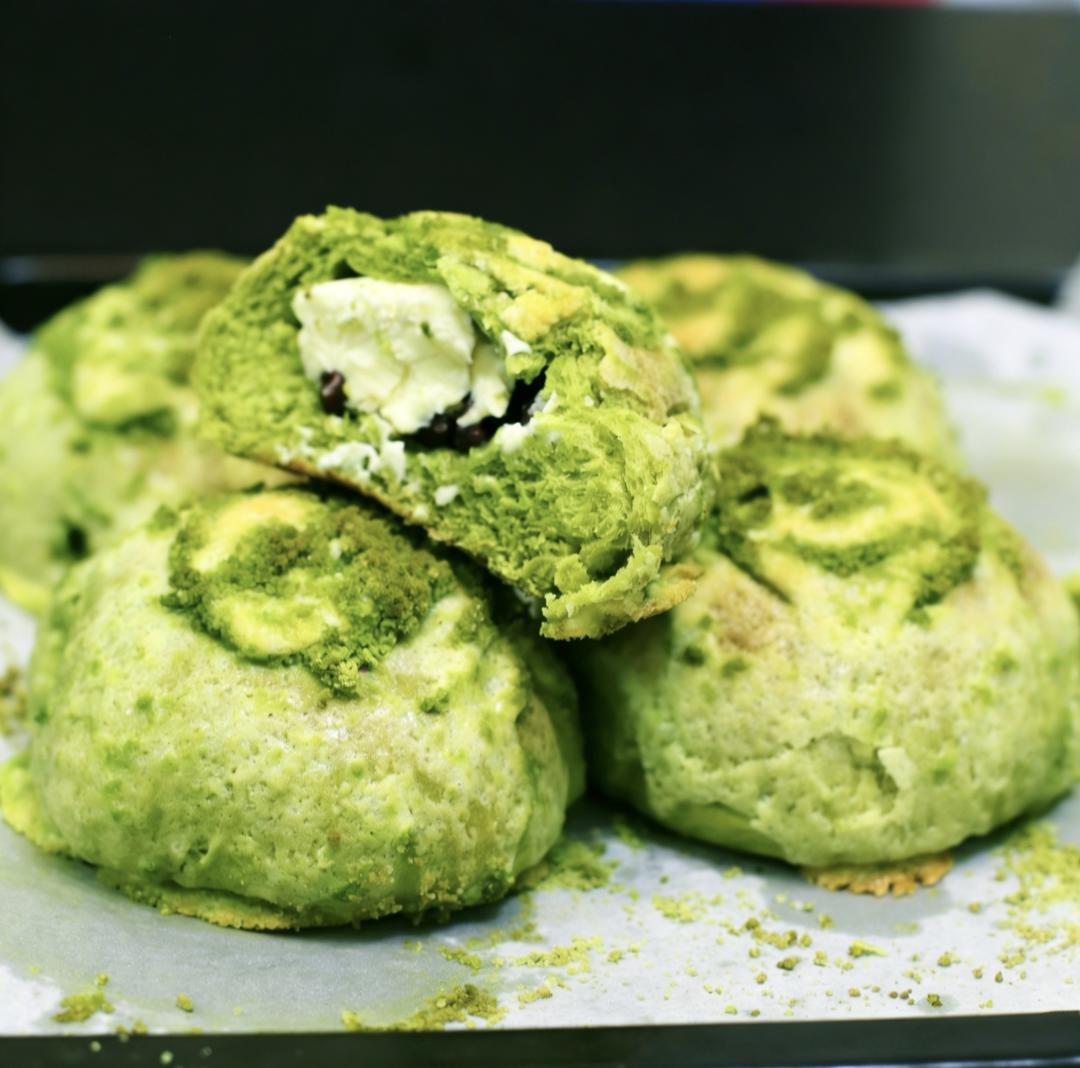 液种法新食谱-抹茶雷神软欧，红豆奶酪和抹茶太搭了！