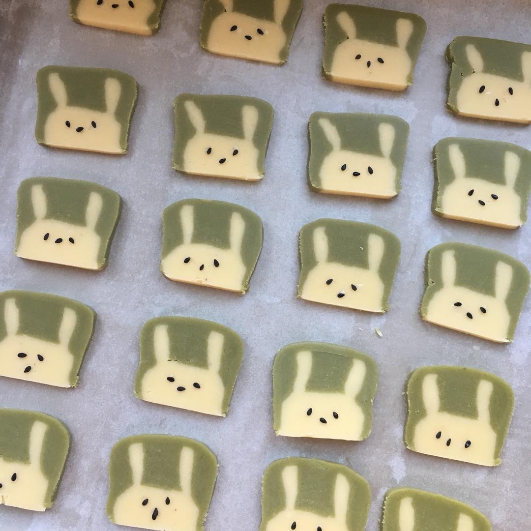 抹茶兔兔曲奇（比熊猫简单！超详细实物图+超良心手绘图）