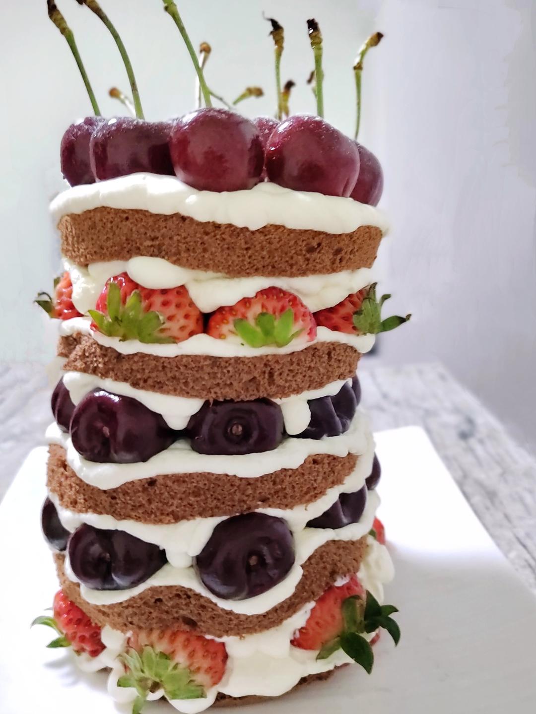 超详细 奶油巧克力生日裸蛋糕