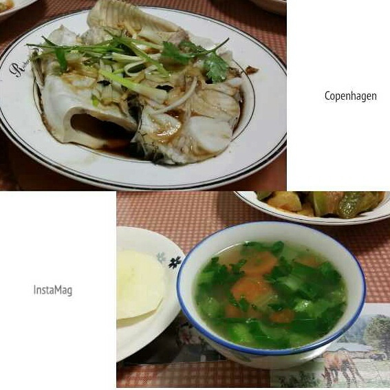 清蒸鱼和棒骨青菜汤