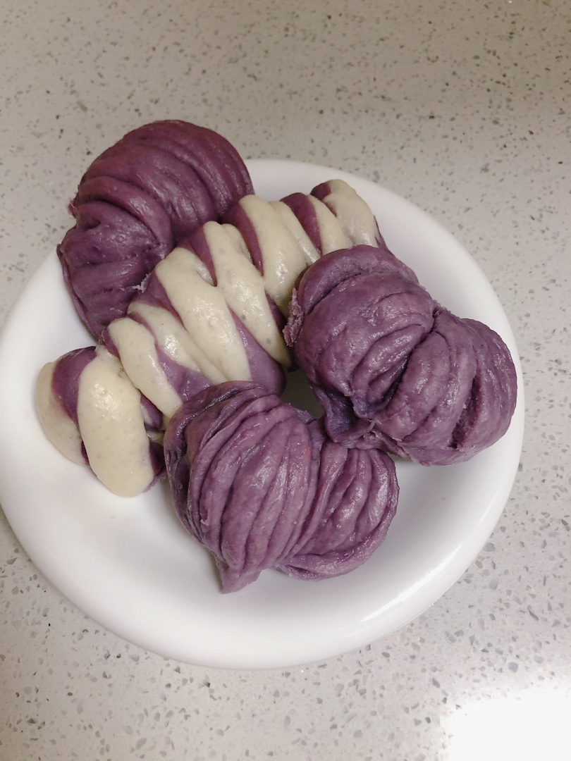 紫薯双色馒头卷（美玫牌低筋小麦粉一次发酵）