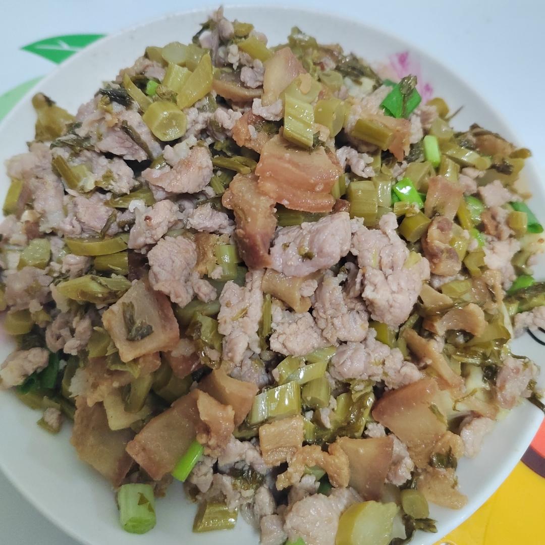 上海青酸菜炒肉末太费米饭了｜做法简单
