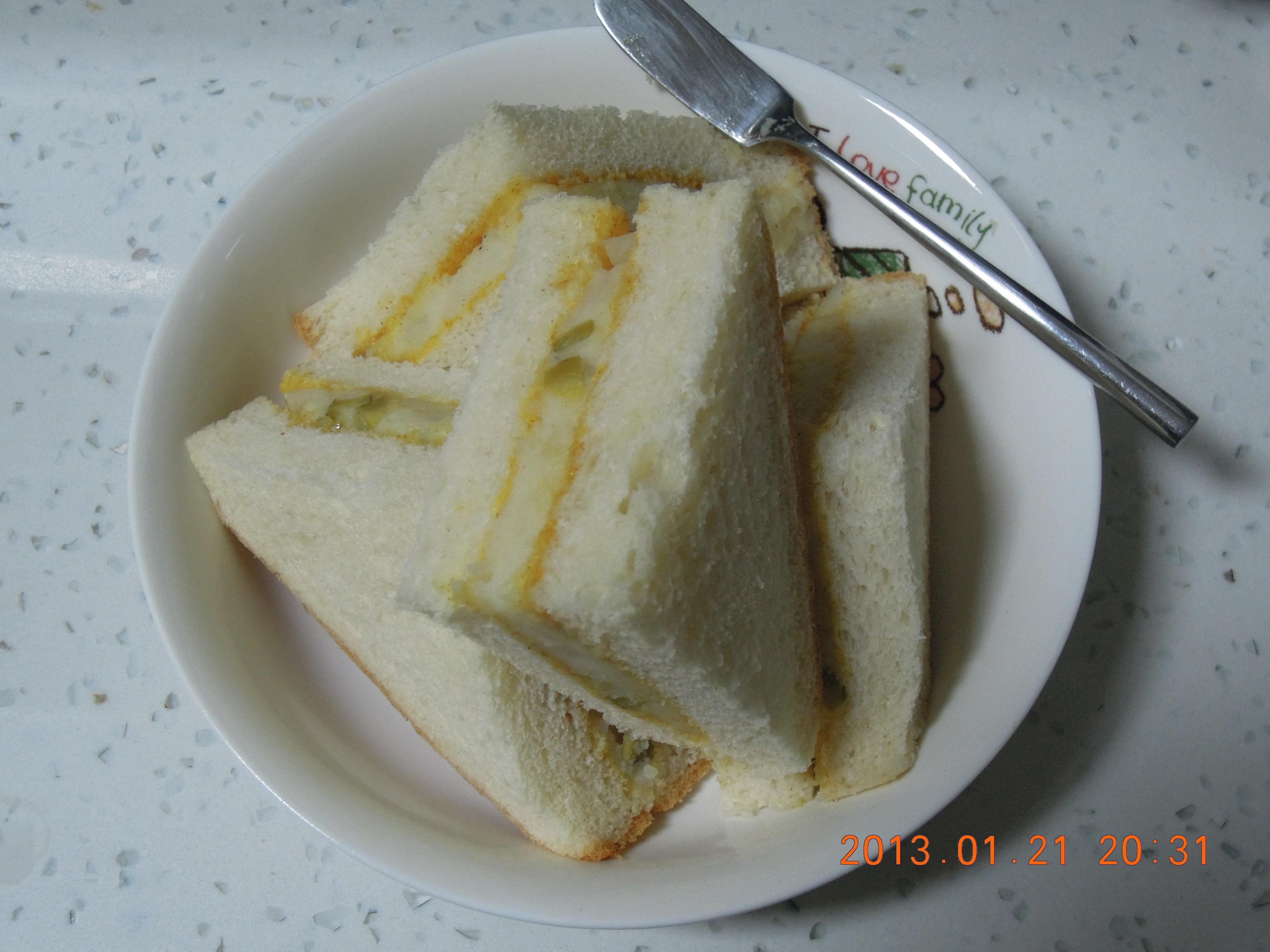 咖喱土豆泥三明治的做法