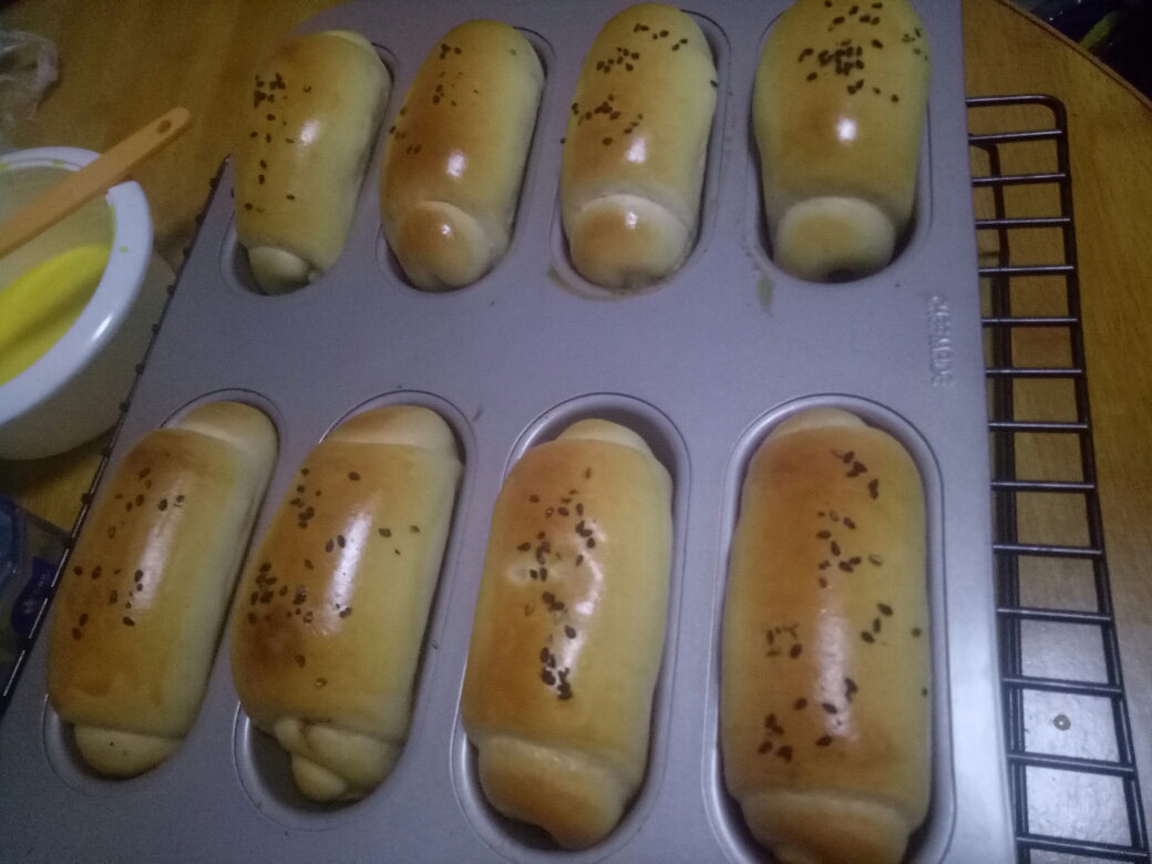 蛋白奶油蜜豆卷(一次发酵)的做法 步骤4