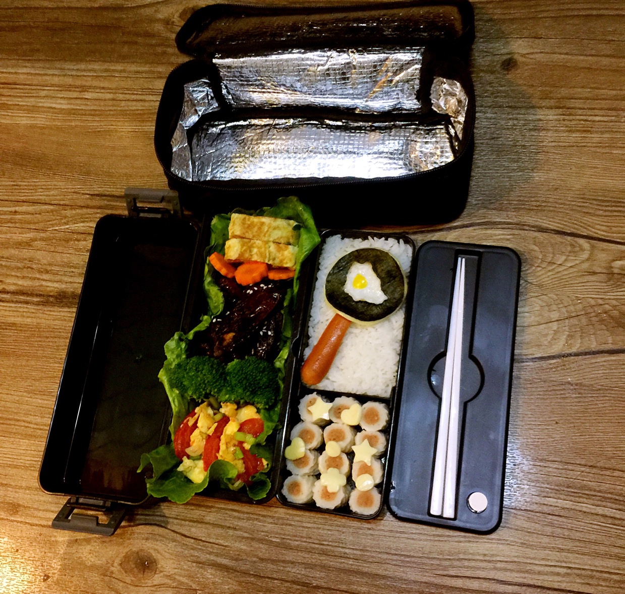 平底锅荷包蛋便当