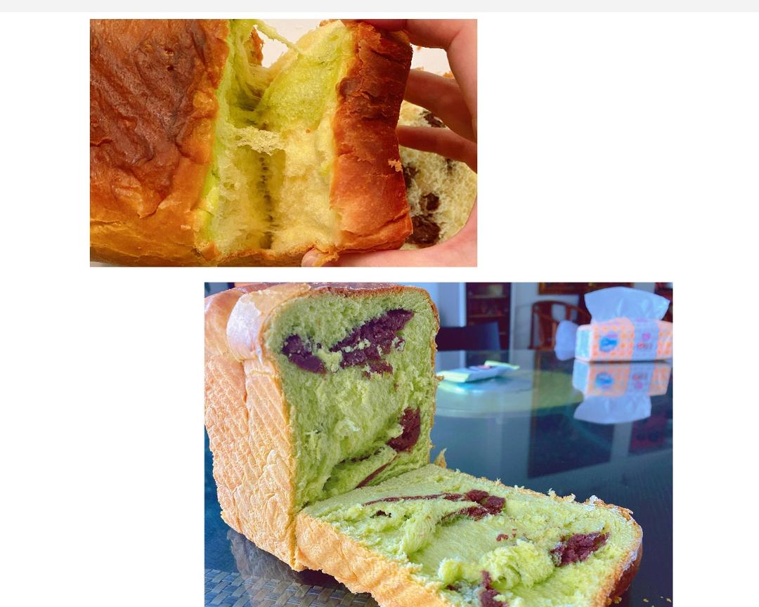 北海道吐司（抹茶红豆沙夹心）的做法