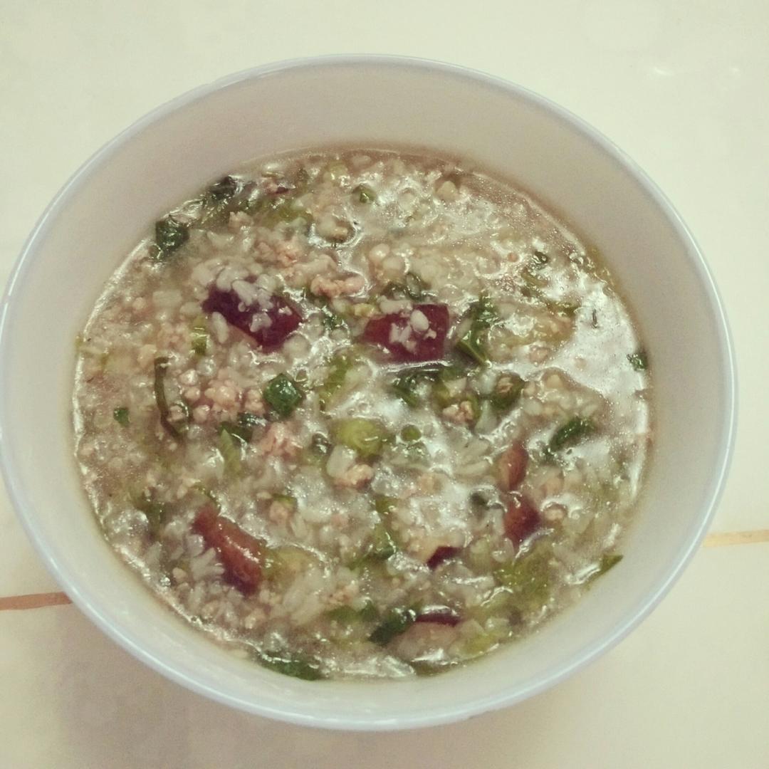 香菇青菜肉末稀饭