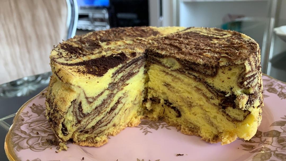 巧克力大理石戚风蛋糕Choco Marbled Chiffon Cake