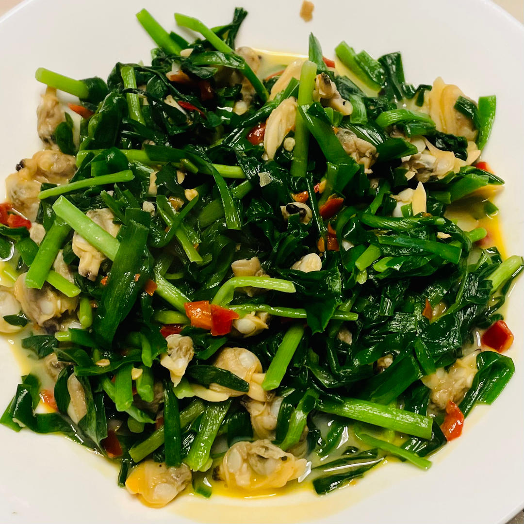 韭菜炒花蛤肉