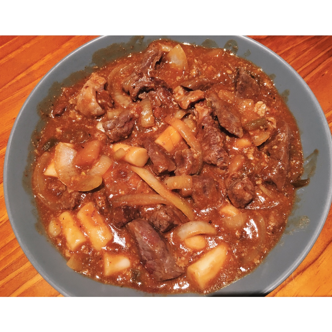 黑椒年糕牛肉粒