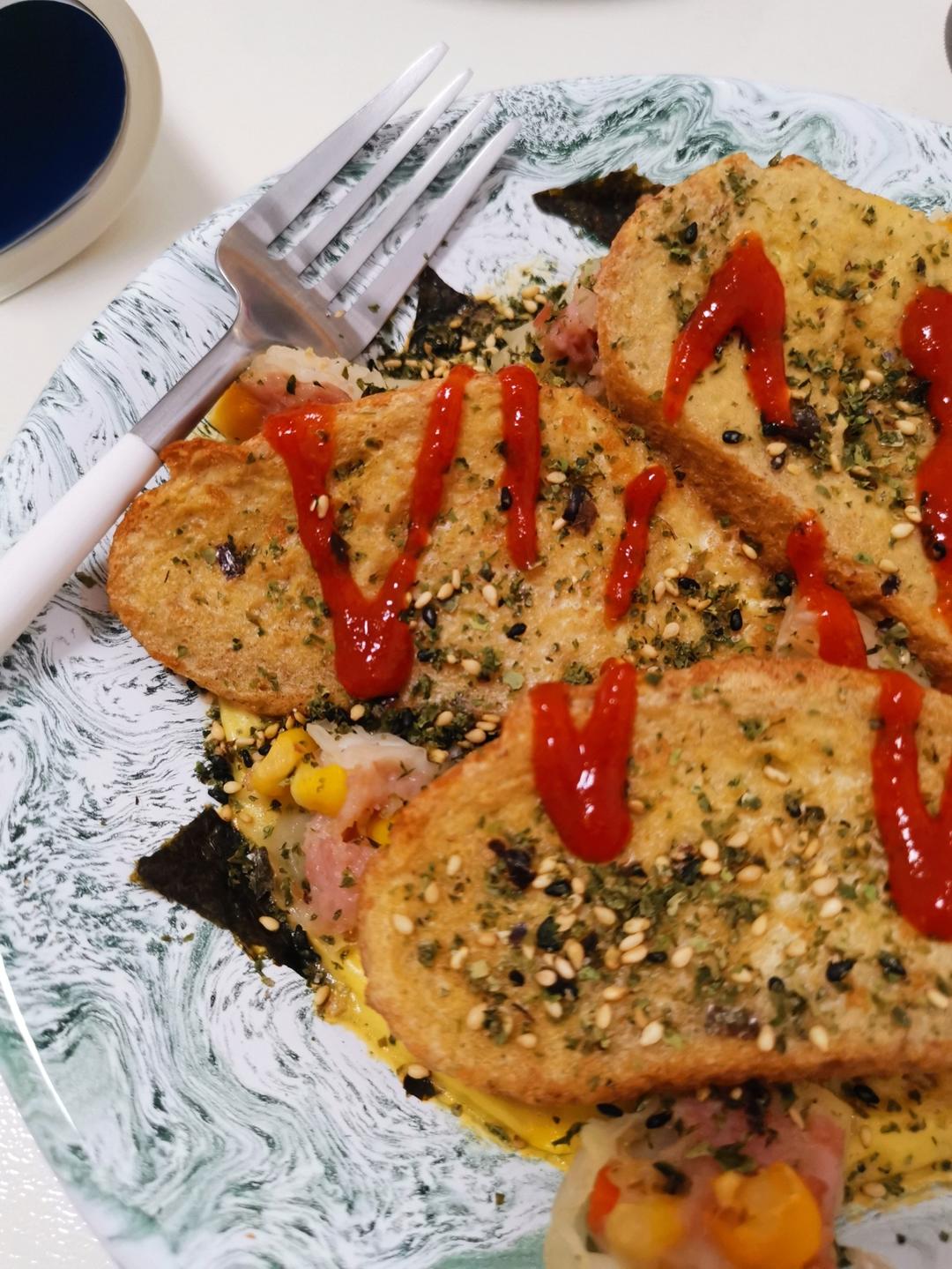 海米咸豆花蛋焗法棍【健康一锅端】