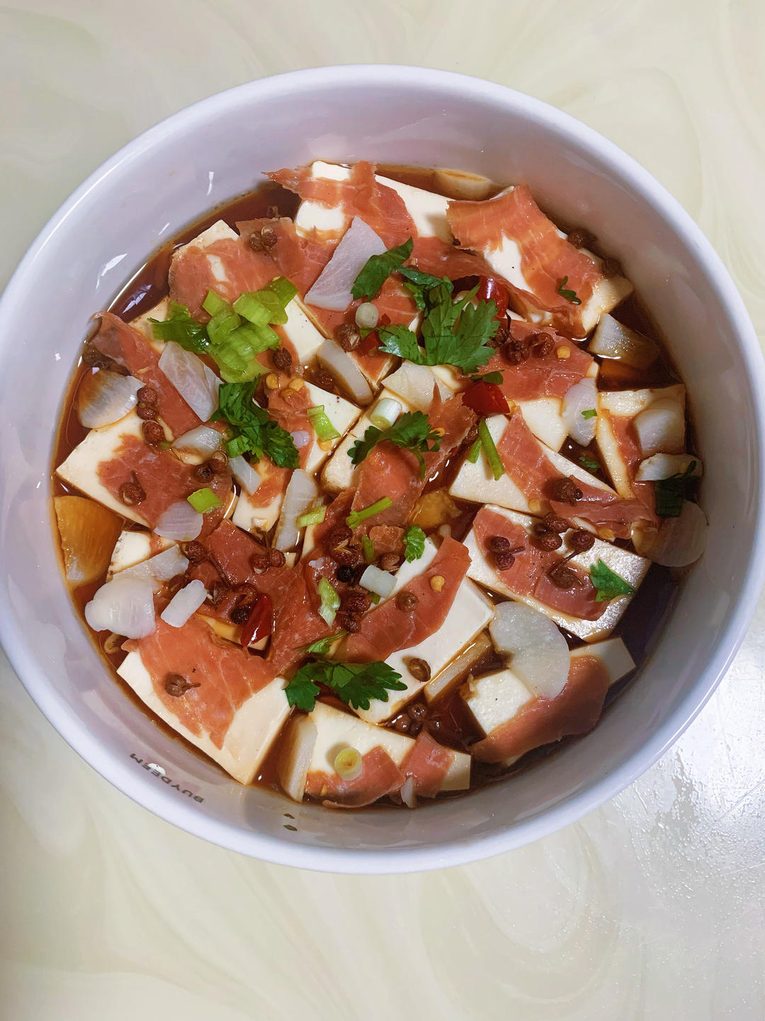 火腿蒸豆腐