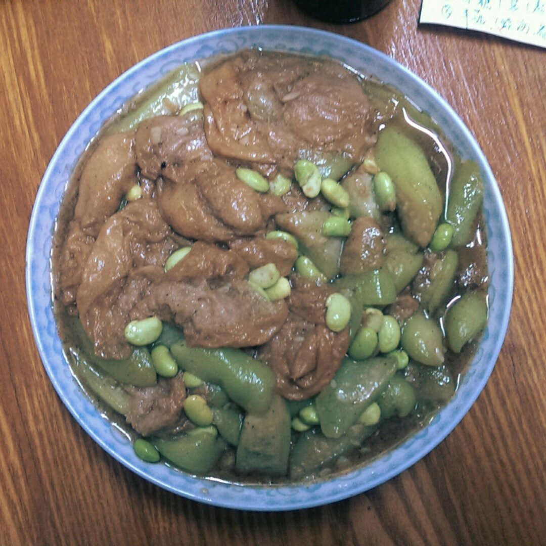 丝瓜毛豆烧油面筋