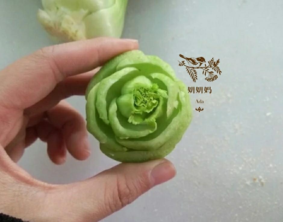 上海青玫瑰花 创意小盘饰の七 的做法步骤图 妍妍妈ada 下厨房