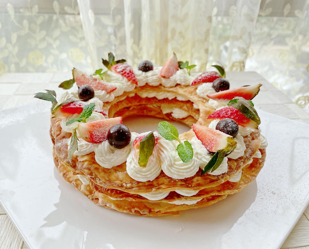 手抓饼新吃法🔥媲美蛋糕❗️花环拿破仑