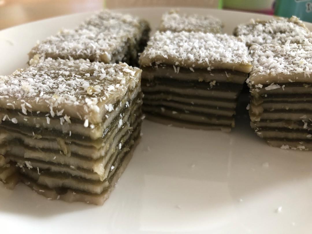 巧克力狮子做的抹茶椰汁糕