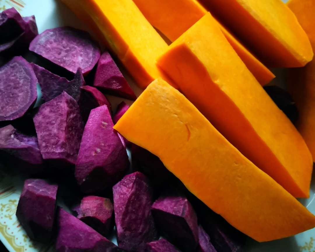 紫薯南瓜糯米糍的做法 步骤1