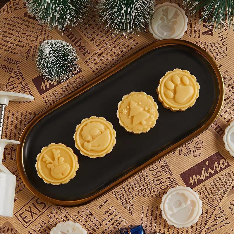 608 小鹿图案的月饼模具，圣诞麋鹿驯鹿福禄福鹿