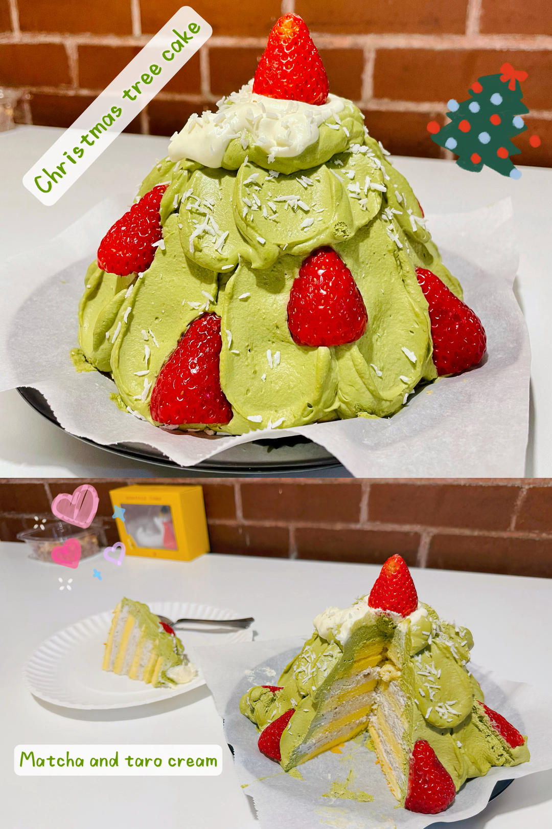 🎄圣诞树蛋糕｜芋泥抹茶奶油