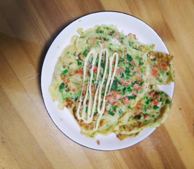 火腿肠葱花鸡蛋饼