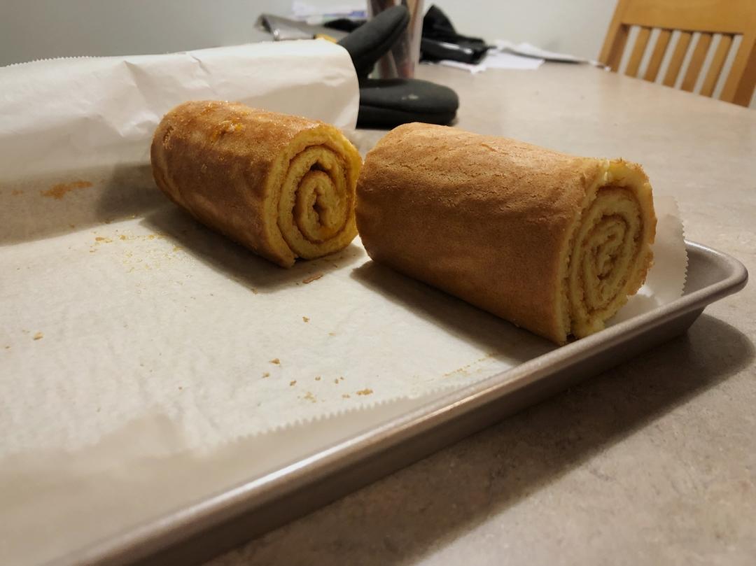 材料最简单的【低卡蛋糕卷】卡仕达戚风卷