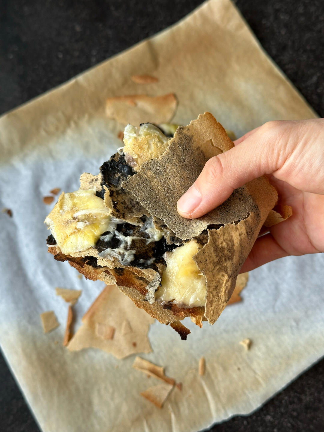 芝士香蕉黑芝麻酱烤煎饼