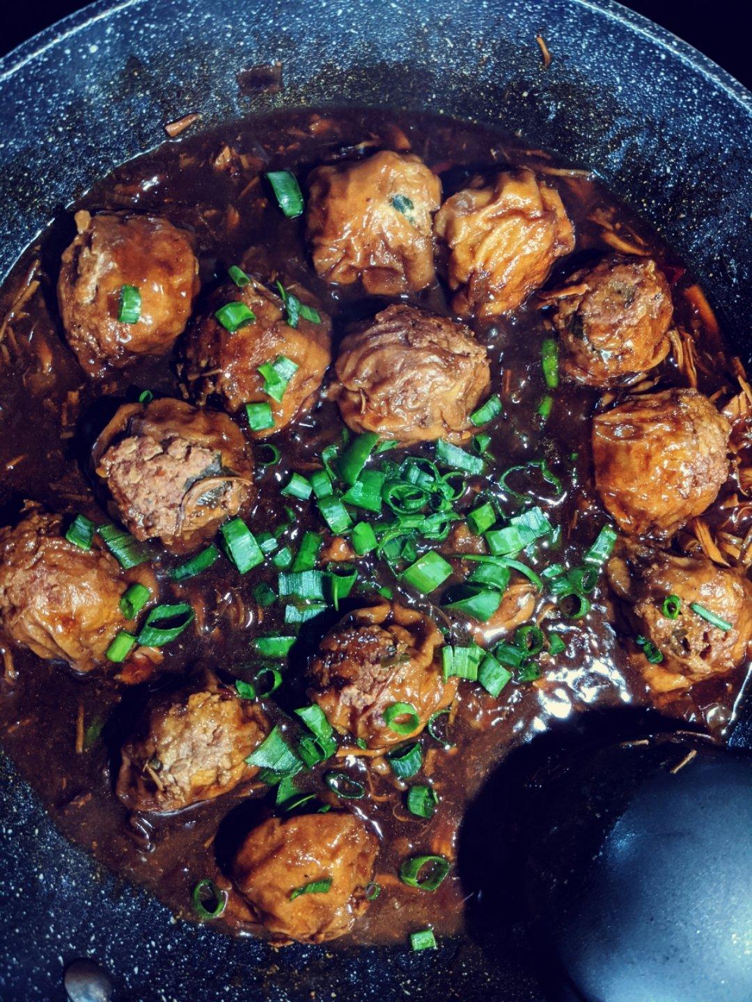 红烧油面筋塞肉