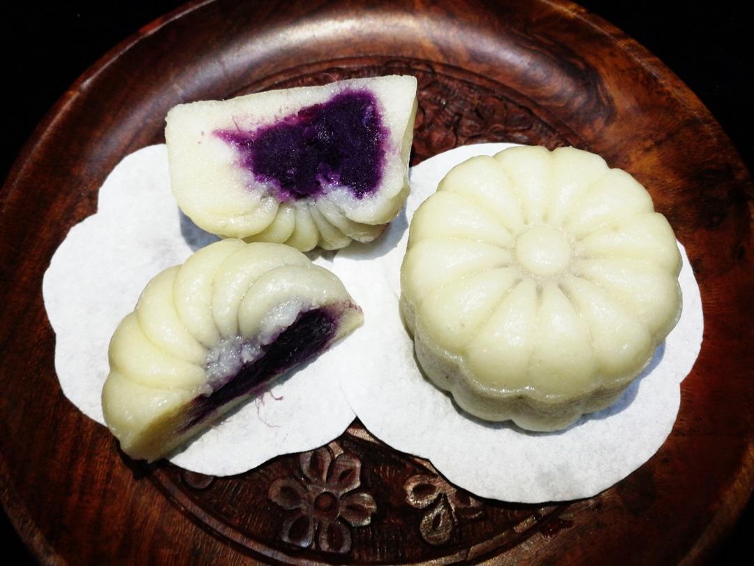 秒杀冰皮月饼的紫薯山药糯米糕