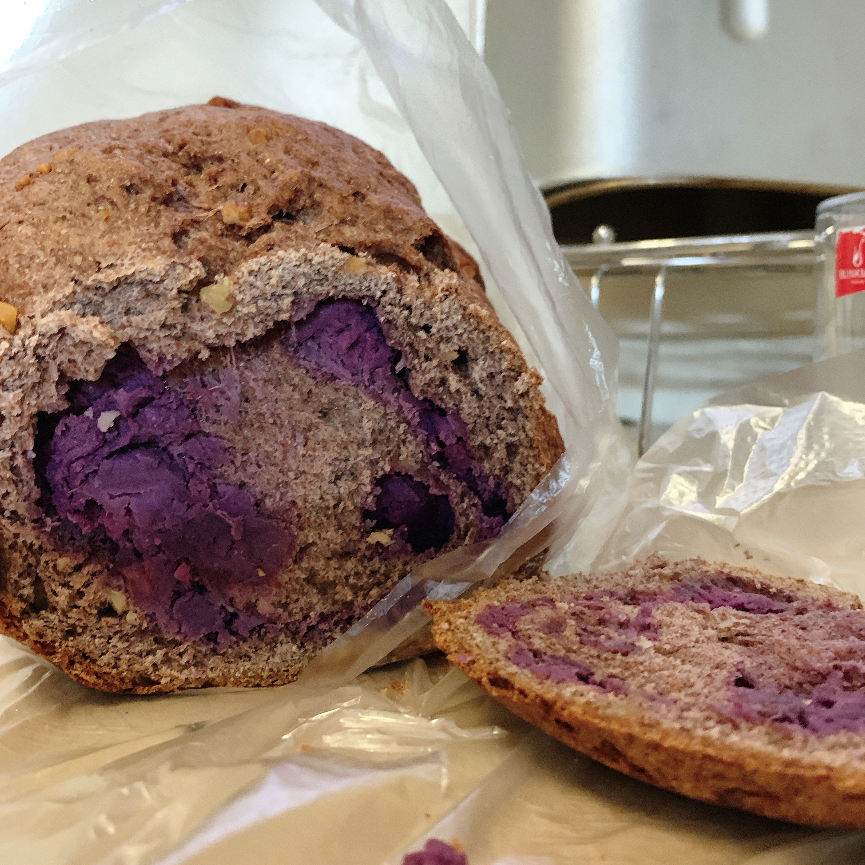 有嚼劲的黑全麦坚果紫薯吐司面包（松下面包机）