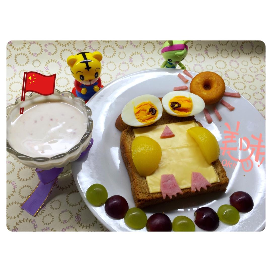 超萌猫头鹰吐司早餐