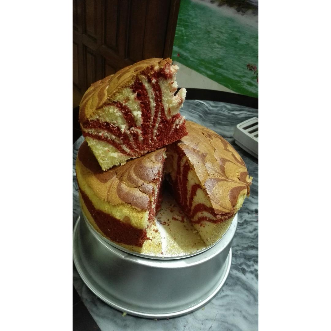 美在内心--红斑马纹拉花戚风蛋糕