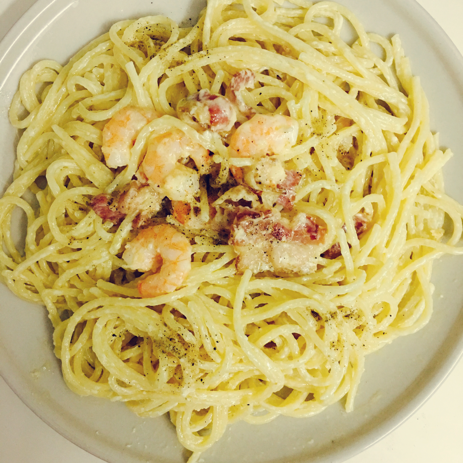 白汁蘑菇培根意粉