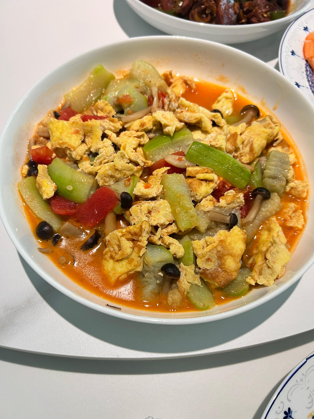 低脂美味的丝瓜菌菇鸡蛋汤