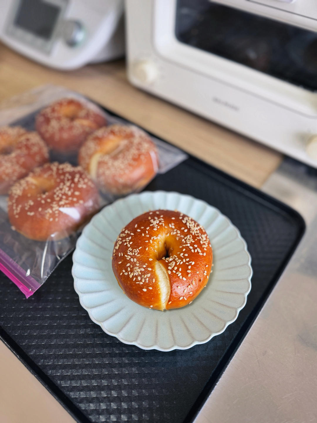 培根芝士碱水贝果