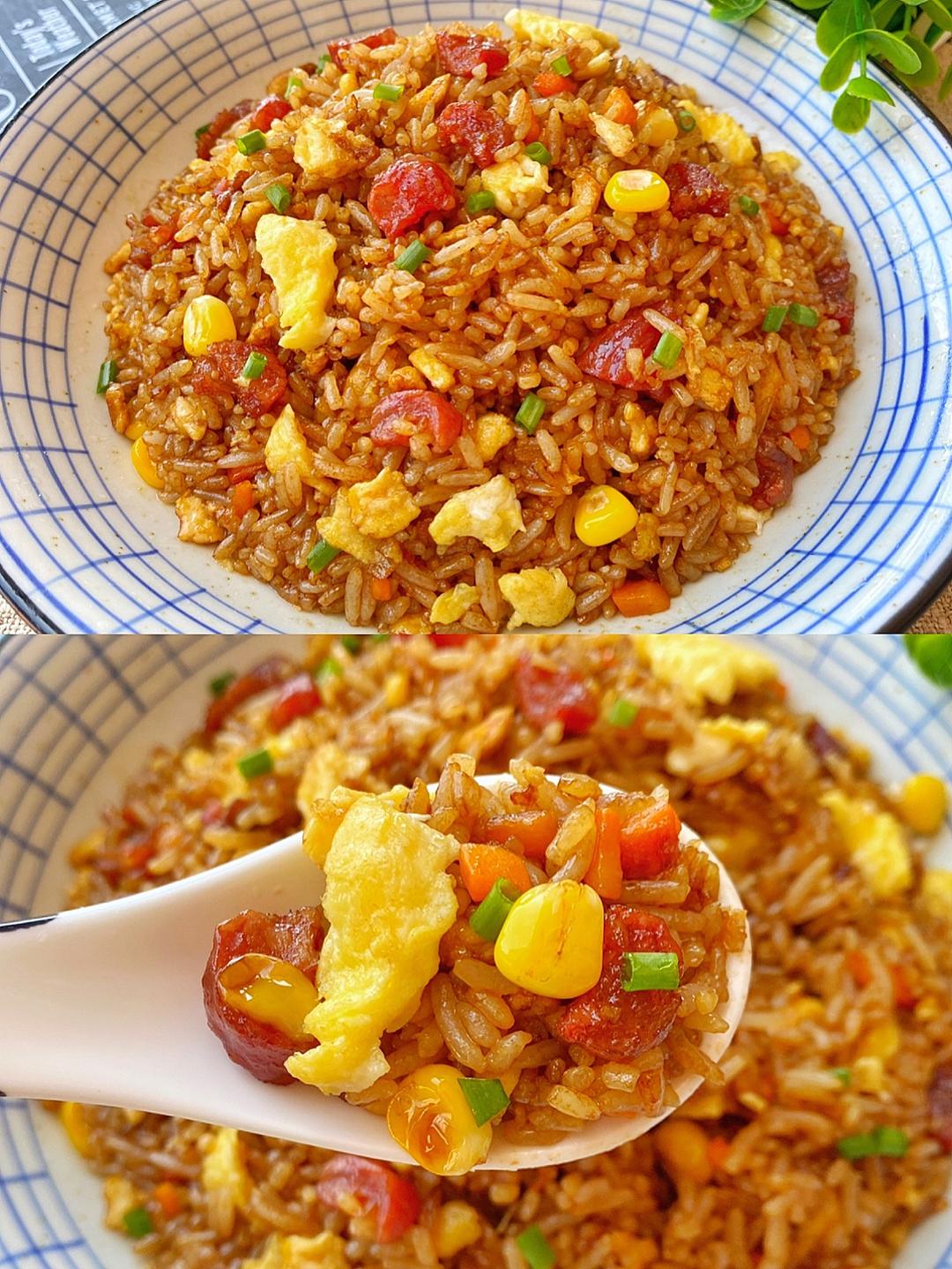 腊肠酱油炒饭的做法