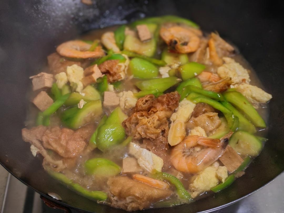 鲜虾丝瓜鸡蛋面