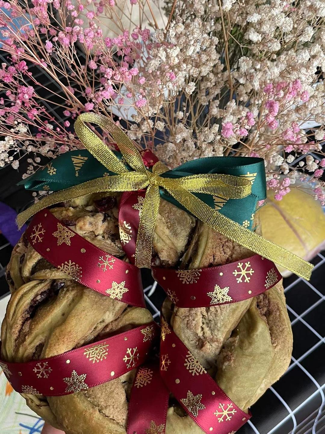 🎄圣诞花环面包