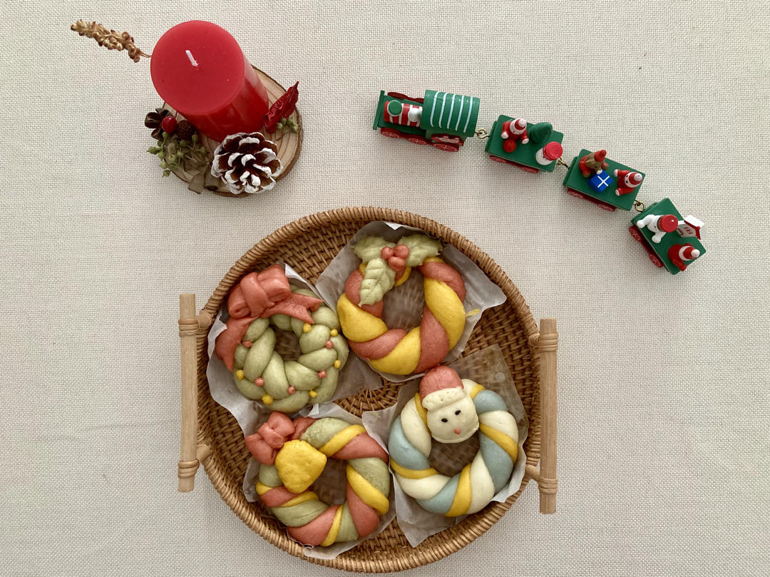 【原创】圣诞节花环馒头
